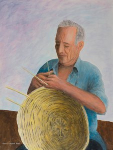Basket Weaver showing us his skills in Portugal (Acrylic on 30x40cm 300g paper) 2025